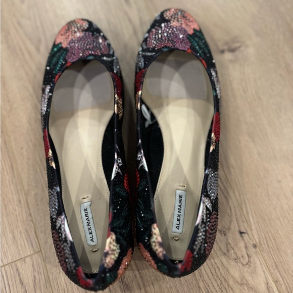 Alex Marie Bevier Elegant Rhinestone Floral Low Block Heel Shoes 10 - Picture 6 of 9
